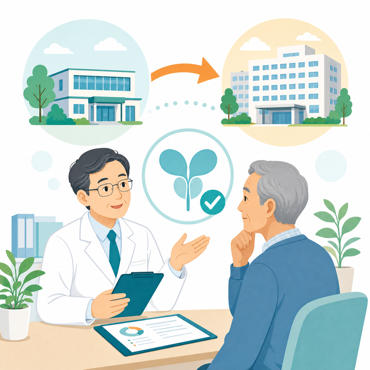 医師が患者に説明するイラスト